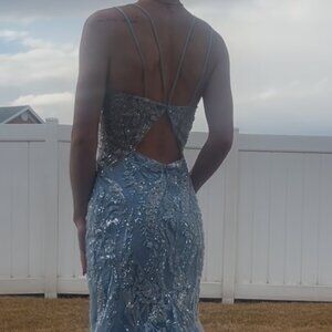 Blue sequin formal gown